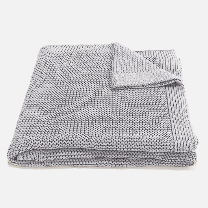 Kuscheldecke / Tagesdecke - 100% Baumwoll Ellos Hellgrau 01
