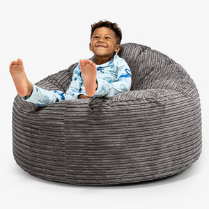 Riesen Kuschel Sitzsack für Kinder 3-8 Jahre - Cord Graphitgrau