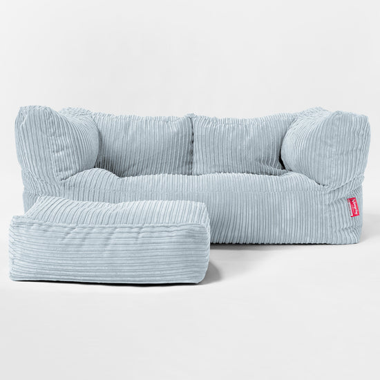 Riesen Albert Kinder Sitzsack Sofa 3-14 Jahre - Cord Baby Blau 02