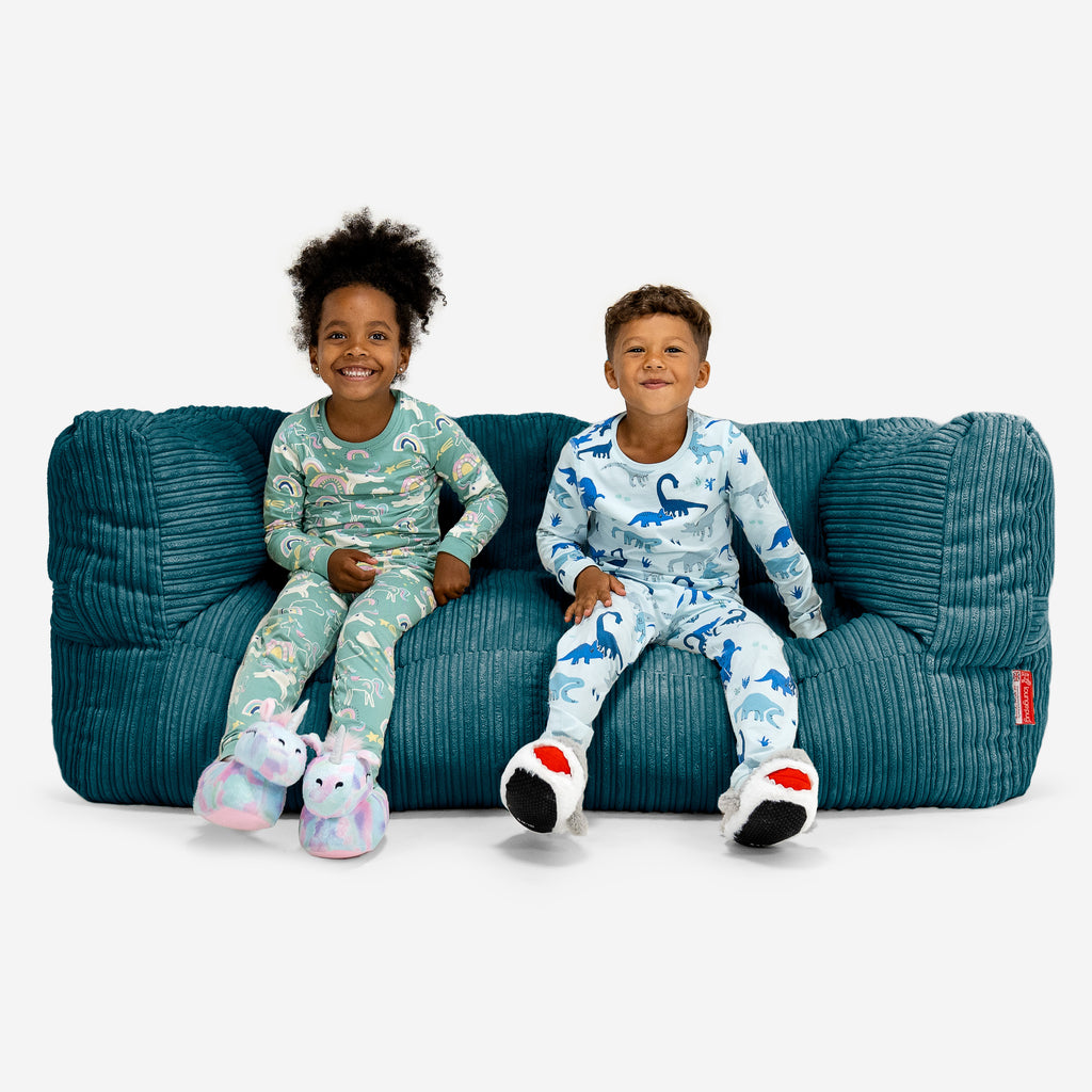 Riesen Albert Kinder Sitzsack Sofa 3-14 Jahre - Cord Blaugrün 01