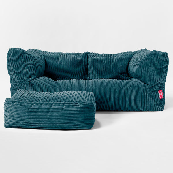 Riesen Albert Kinder Sitzsack Sofa 3-14 Jahre - Cord Blaugrün 01