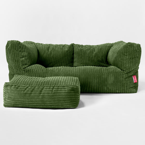 Riesen Albert Kinder Sitzsack Sofa 3-14 Jahre - Cord Nadelwaldgrün 01