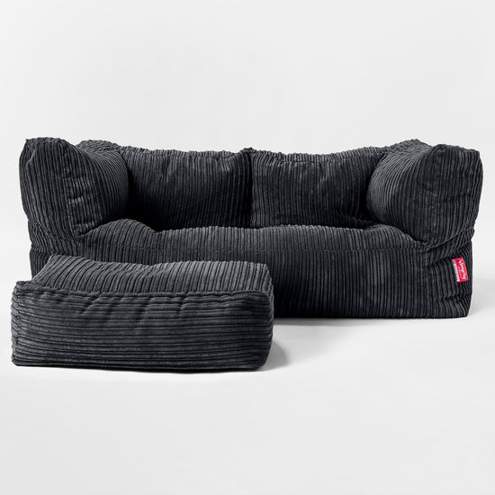 Riesen Albert Kinder Sitzsack Sofa 3-14 Jahre - Cord Schwarz 02