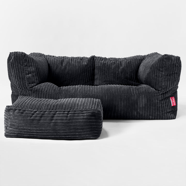 Riesen Albert Kinder Sitzsack Sofa 3-14 Jahre - Cord Schwarz 02