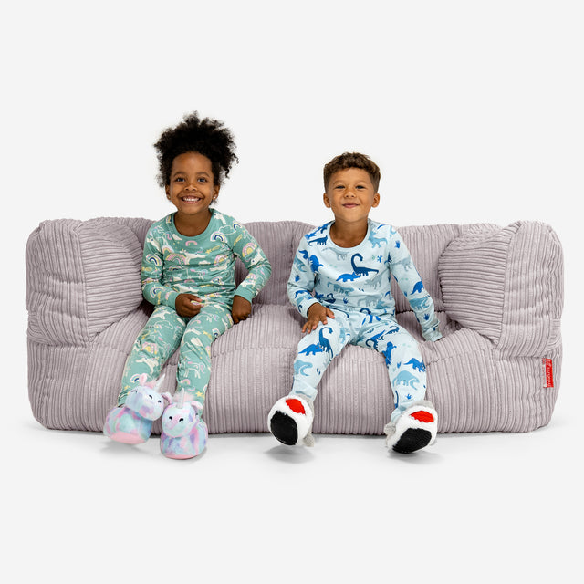 Riesen Albert Kinder Sitzsack Sofa 3-14 Jahre - Cord Silber 01