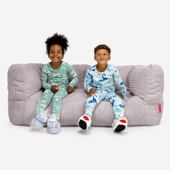 Riesen Albert Kinder Sitzsack Sofa 3-14 Jahre - Cord Silber 01