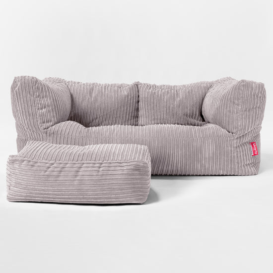 Riesen Albert Kinder Sitzsack Sofa 3-14 Jahre - Cord Silber 02