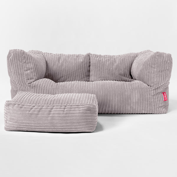 Riesen Albert Kinder Sitzsack Sofa 3-14 Jahre - Cord Silber 01