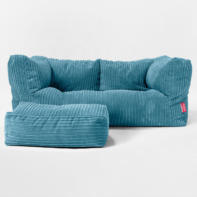 Riesen Albert Kinder Sitzsack Sofa 3-14 Jahre - Cord Türkis 02