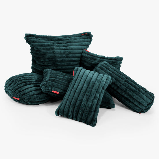 Riesen Dekokissen / Sofa Kissenbezug 40 x 80cm - Ultra Plüsch Cord Blaugrün 02