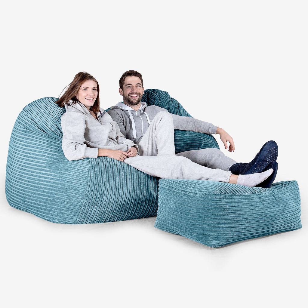 Riesen Sitzsack Couch - Cord Türkis 03