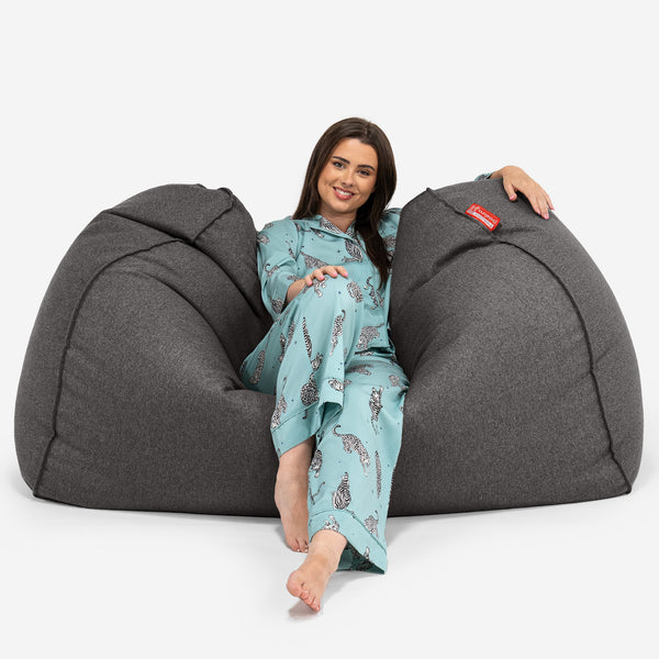 Riesen Sitzsack Couch - Interalli Wolle Grau 02