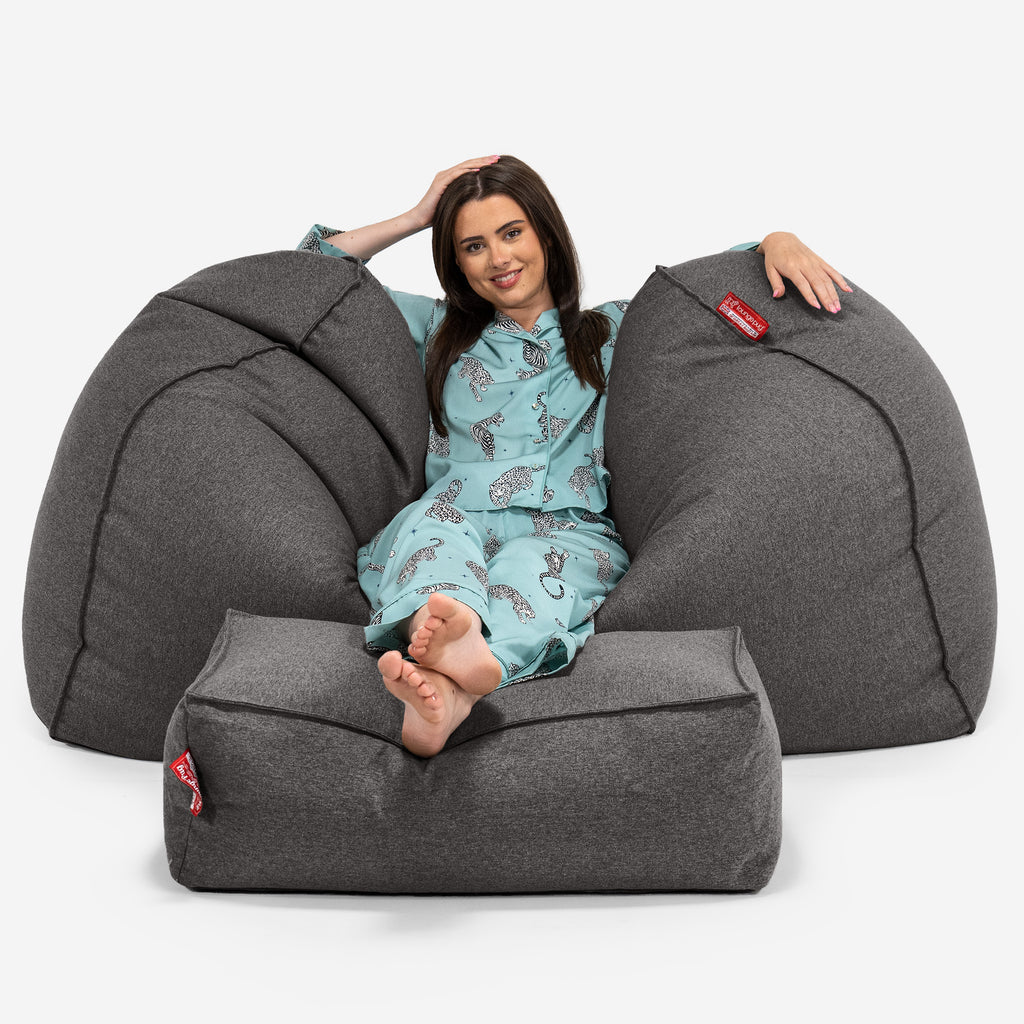Riesen Sitzsack Couch - Interalli Wolle Grau 03
