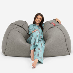 Riesen Sitzsack Couch - Interalli Wolle Silber