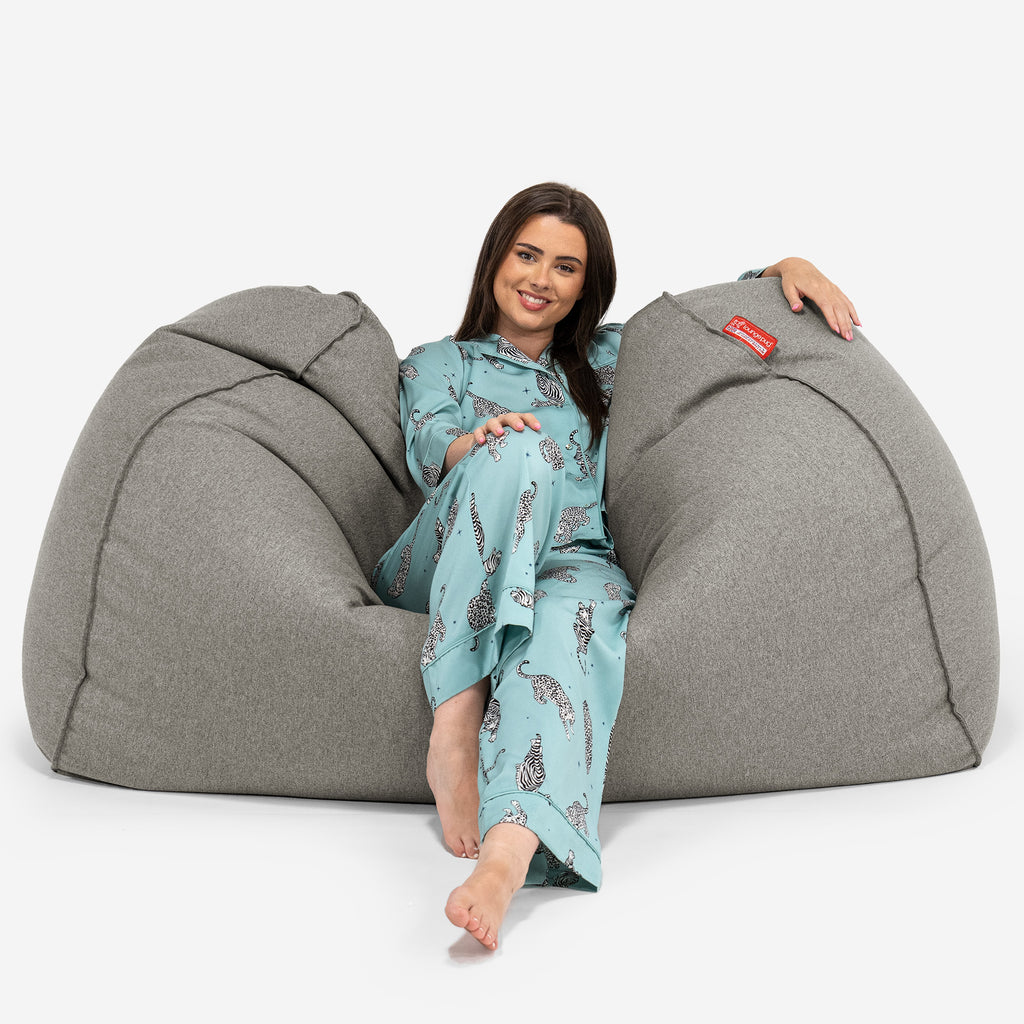 Riesen Sitzsack Couch - Interalli Wolle Silber 02