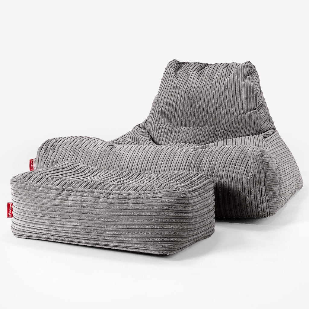 Riesen Sitzsack Lounge Sessel - Cord Schiefergrau 02