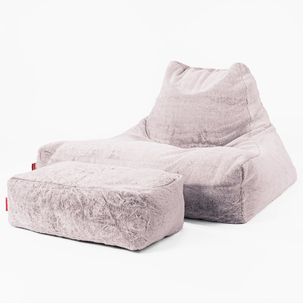 Riesen Sitzsack Lounge Sessel - Kaninchen Kunstfell Pastellrosa 02