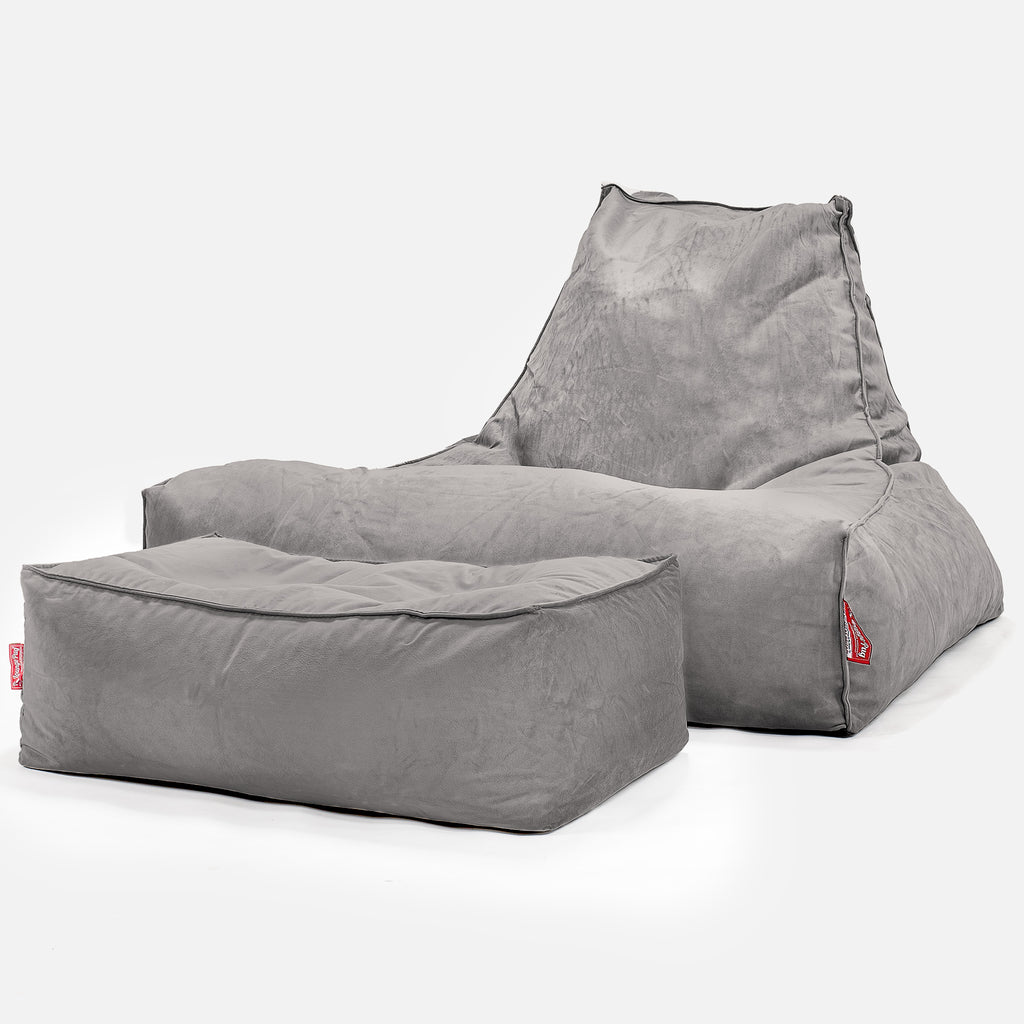 Riesen Sitzsack Lounge Sessel - Samt Silber 02