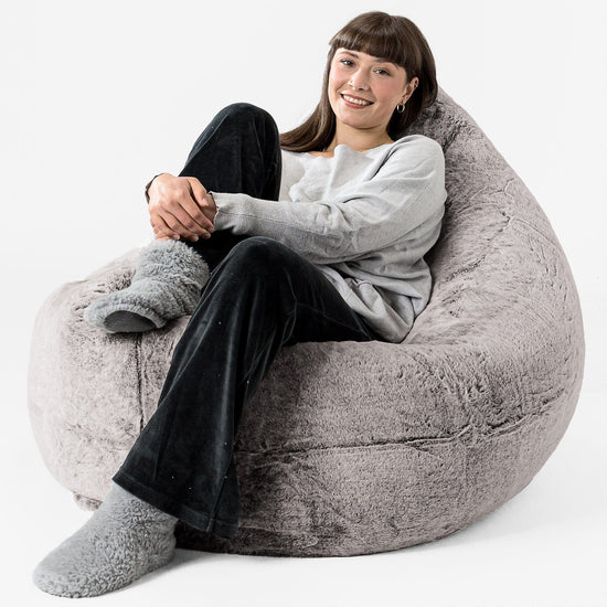 Sitzsack XXL - Kaninchen Kunstfell Hellgrau 02