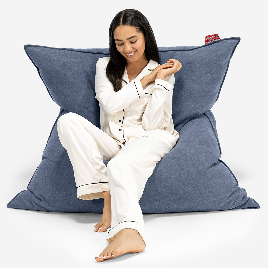 Sitzsack XXL - Stonewashed-stoff Marineblau 01