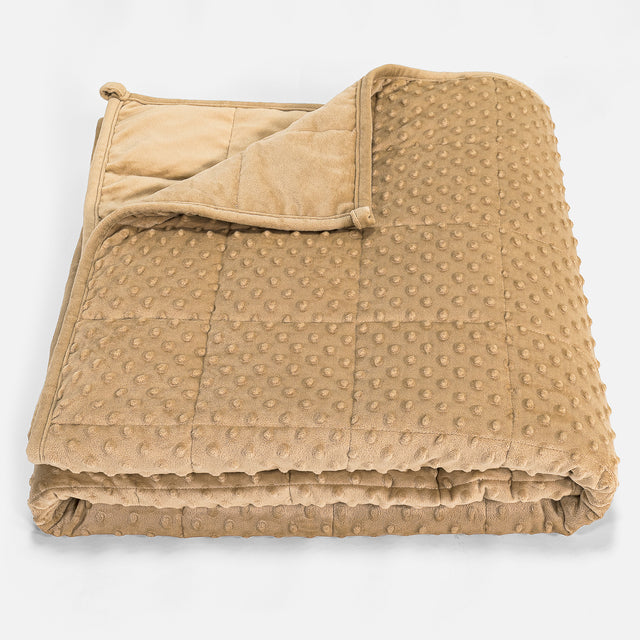 Gewichtsdecke für Erwachsene - Fleece-Gepunktet Crème / Nerzfarben 01