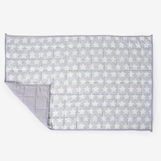 Gewichtsdecke für Kinder - Flanell-Fleece Grau Star 03