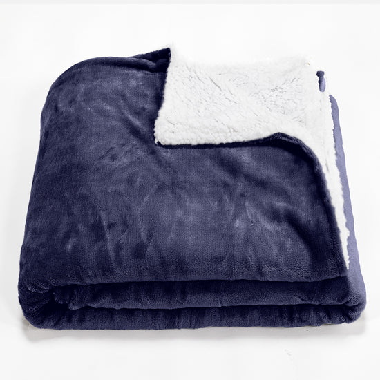 Sherpa-Decke - Sherpa-Fleece Dunkelblau 01