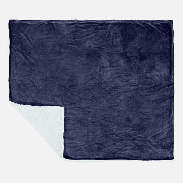 Sherpa-Decke - Sherpa-Fleece Dunkelblau 02