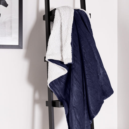 Sherpa-Decke - Sherpa-Fleece Dunkelblau 05