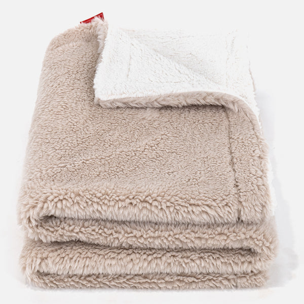 Sherpa-Decke - Teddy Kunstfell Nerzfarben 03