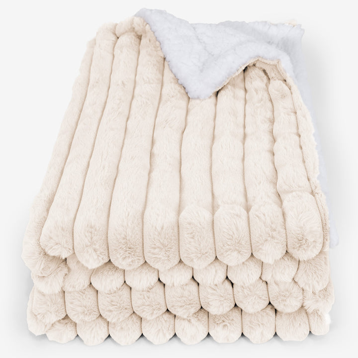 Sherpa-Decke - Ultra Plüsch Cord Creme 01