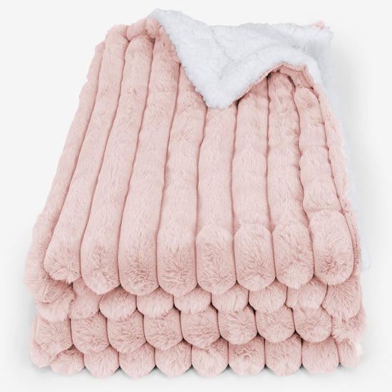 Sherpa-Decke - Ultra Plüsch Cord Pastellrosa 01