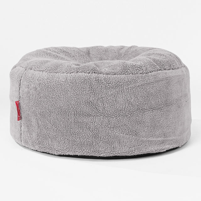 Sitzhocker Pouf - Teddy Kunstfell Mittelgrau 01