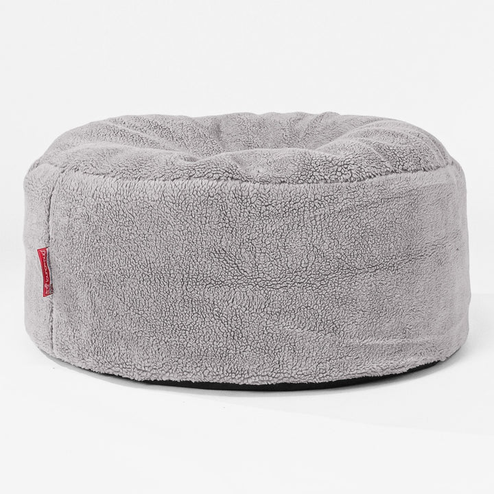 Sitzhocker Pouf - Teddy Kunstfell Mittelgrau 01