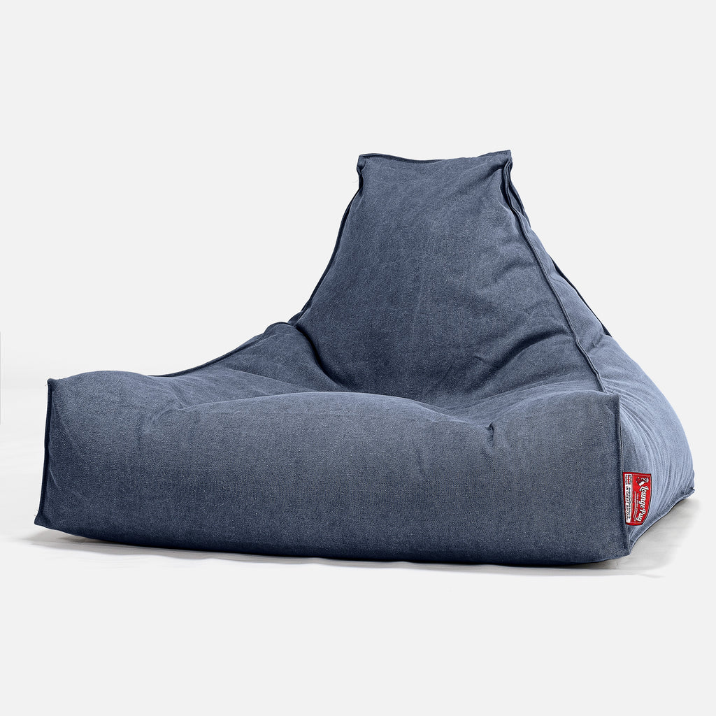 Sitzsack Lounge Sessel - Stonewashed-stoff Marineblau 01