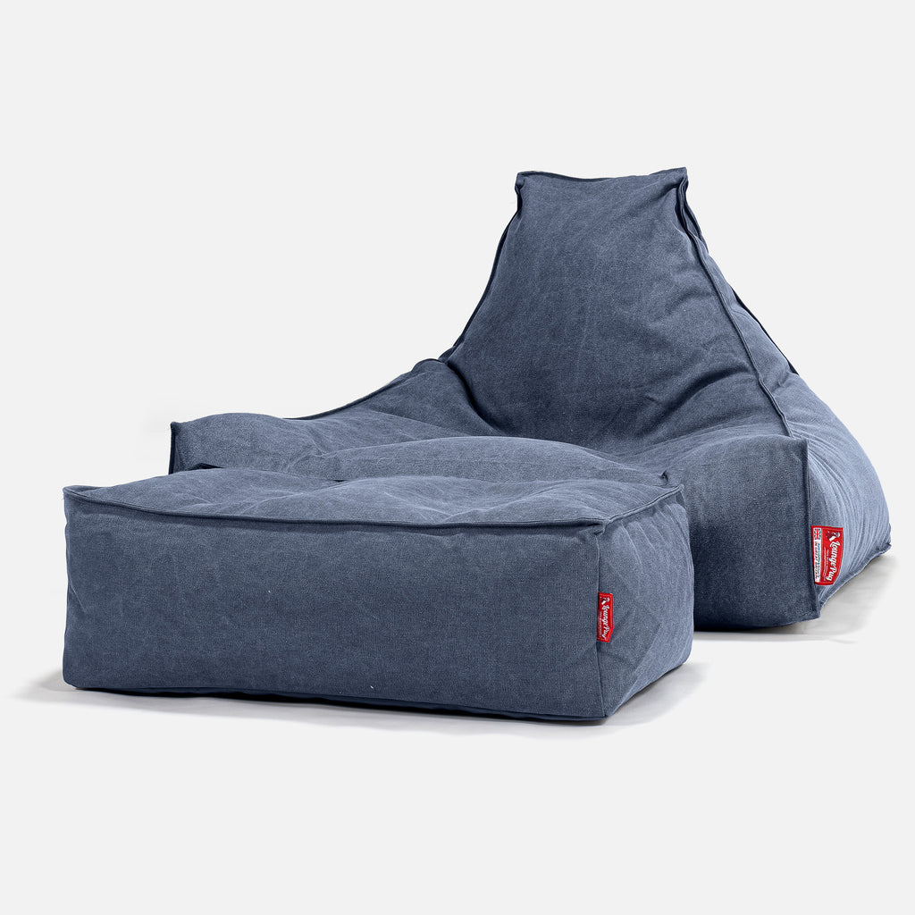 Sitzsack Lounge Sessel - Stonewashed-stoff Marineblau 02