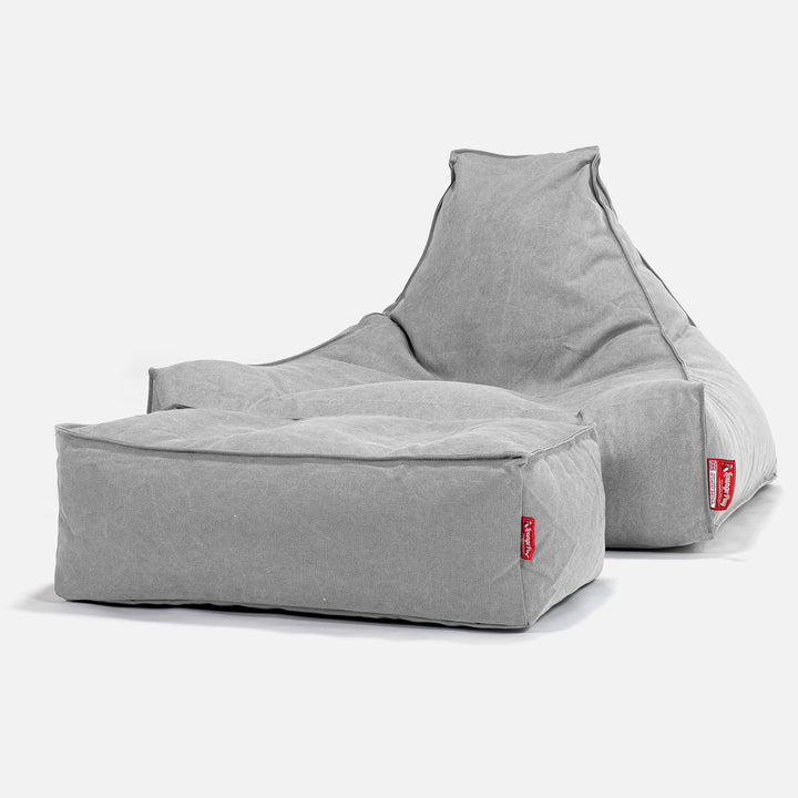 Sitzsack Lounge Sessel - Stonewashed-stoff Pewter 02