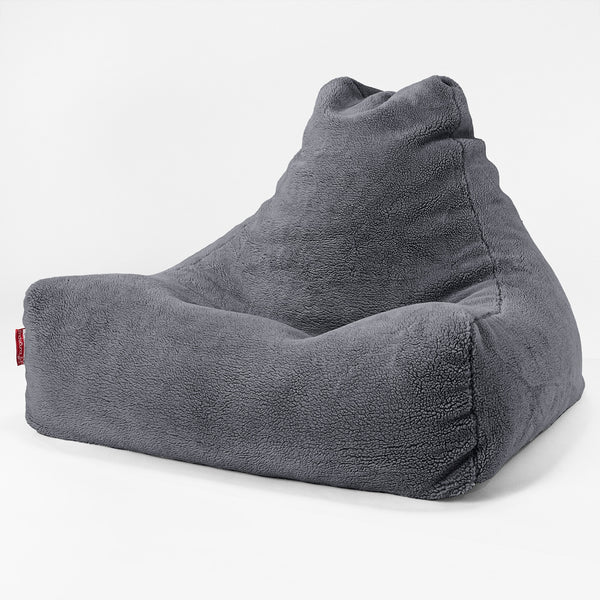 Sitzsack Lounge Sessel - Teddy Kunstfell Dunkelgrau 01