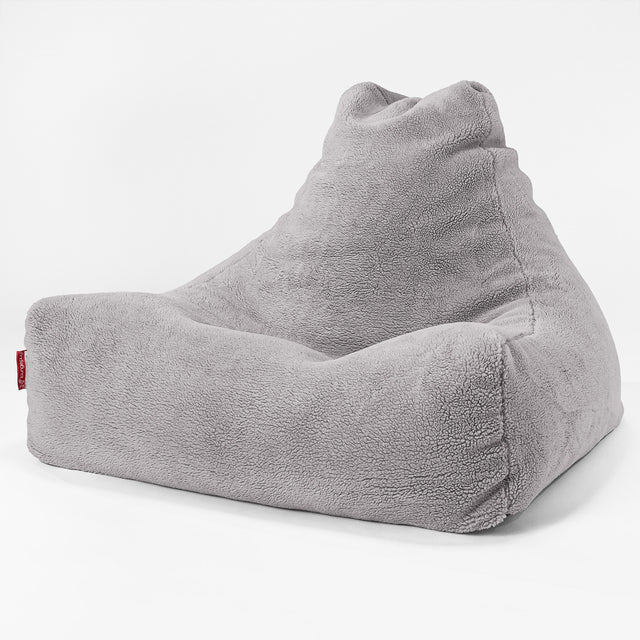 Sitzsack Lounge Sessel - Teddy Kunstfell Mittelgrau 01