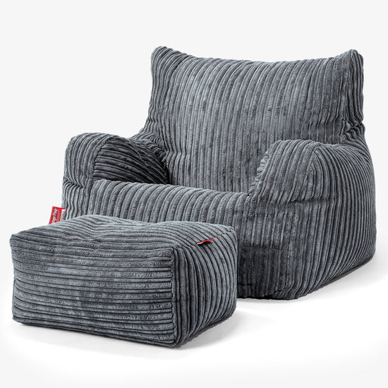 Sitzsack Ohrensessel - Cord Stahlgrau 02