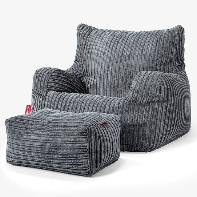 Sitzsack Ohrensessel - Cord Stahlgrau 02
