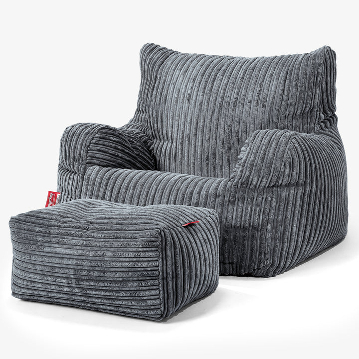 Sitzsack Ohrensessel - Cord Stahlgrau 02