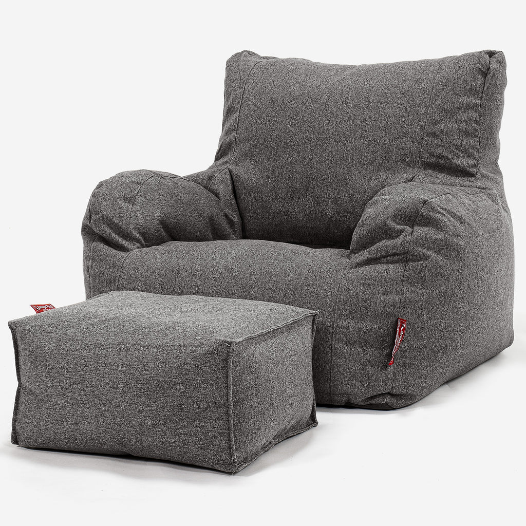 Sitzsack Ohrensessel - Interalli Wolle Grau 02