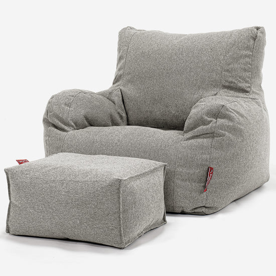 Sitzsack Ohrensessel - Interalli Wolle Silber 02