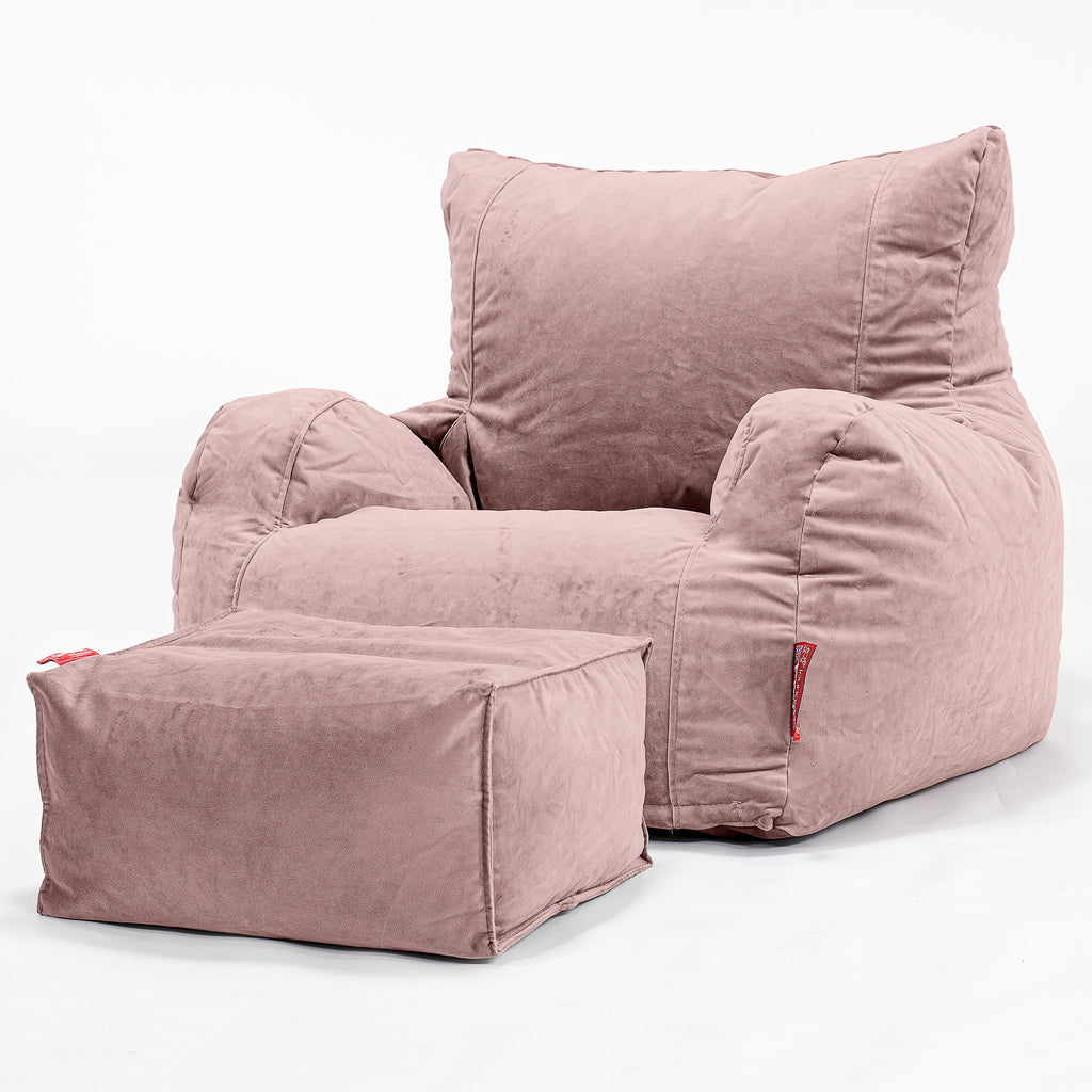 Sitzsack Ohrensessel - Samt Pink 02