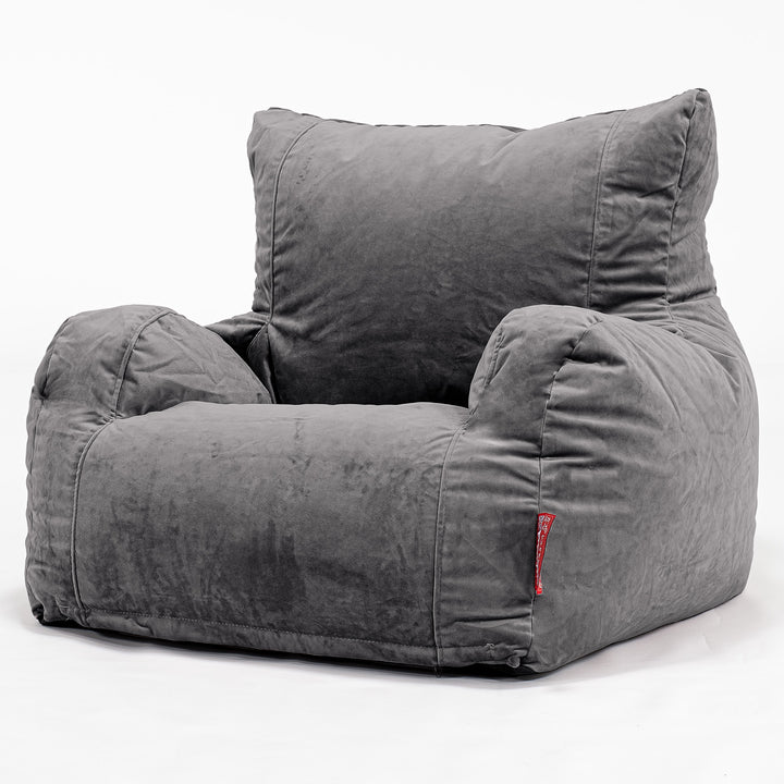 Sitzsack Ohrensessel - Samt Schiefergrau 01