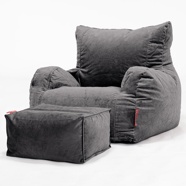 Sitzsack Ohrensessel - Samt Schiefergrau 01
