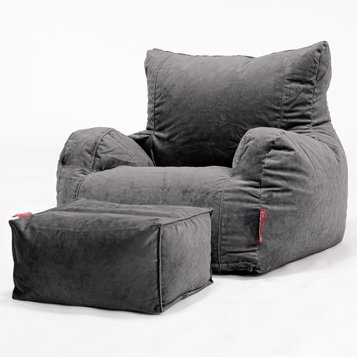 Sitzsack Ohrensessel - Samt Schiefergrau 02