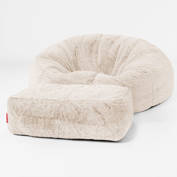 Sitzsack Sofa - Kaninchen Kunstfell Weiß 01