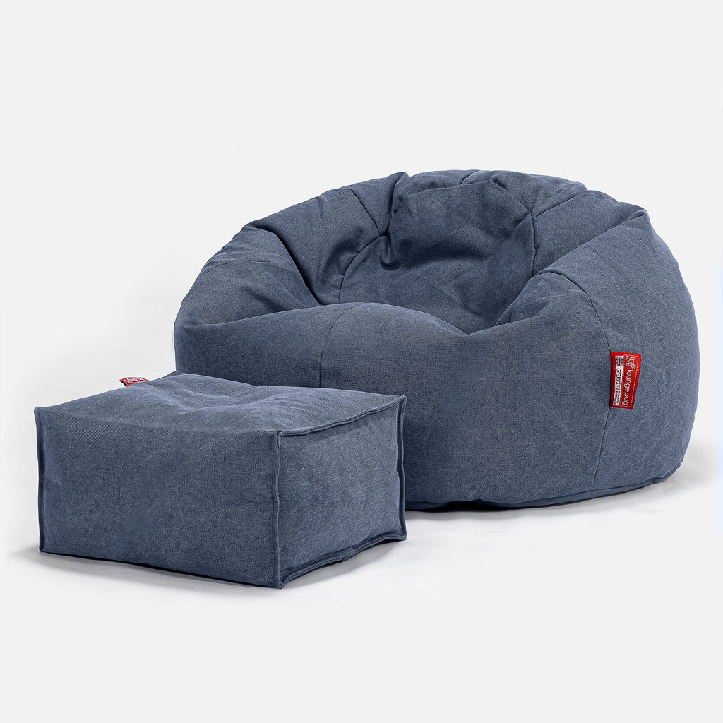 Klassischer Sitzsack Sessel - Stonewashed-stoff Marineblau 02